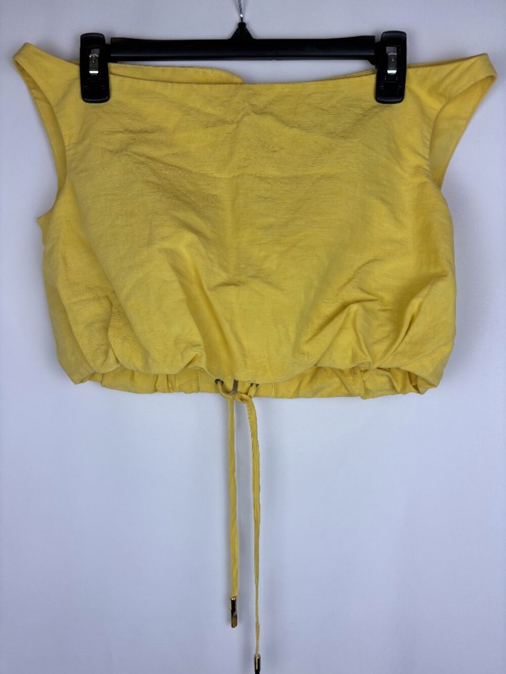 Salvatore Ferragamo Yellow Tie Sleeveless Crop Top 100% Cotton Boat Neck Cropped